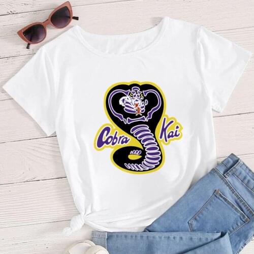 Purple Cobra Printed Casual T Shirt Women Vogue Top Tee Vetement Hipster Cobra Kai Exquisite Aesthetic Unisex Tshirt Feminino