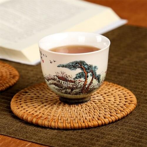 Ceramic Simple Teacup Antique Blue and White Porcelain Kung Fu Master Cup Creative Hand Painted Office Small Tea Bowl Drinkware