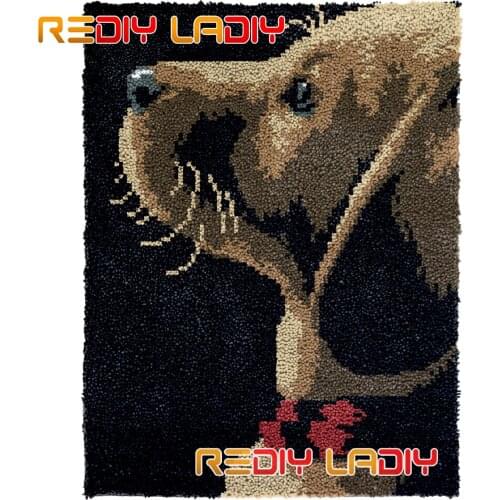 Latch Hook Rug Dog in Black Plush Wall Hanging DIY Carpet Rug Chunky Yarn Arts Cushion Crocheted Floor Mat Hobby & Crafts