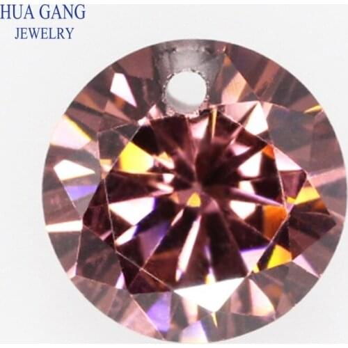 Single Hole AAAAA Round Brilliant Rhodolite Cubic Zirconia Stone For Jewelry Making 3-10mm High Quality