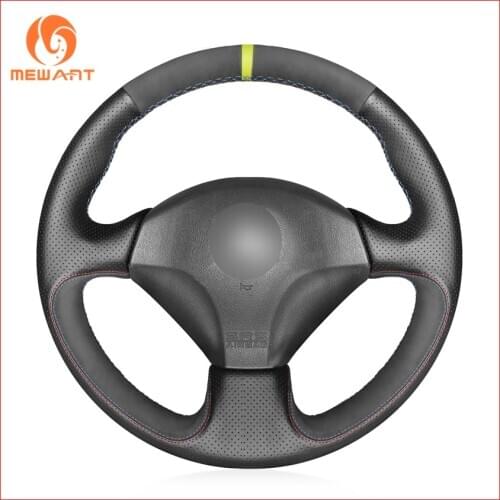 MEWANT Black Genuine Leather Suede Steering Wheel Cover for Honda S2000 2000-2008 Civic Si 2002-2004 Acura RSX Type-S 2005 Parts