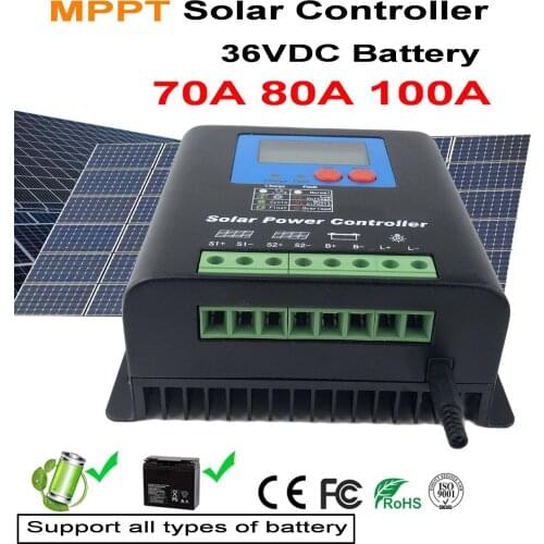 MPPT 70A 80A 100A Solar PV Regulators 36V 48V solar charge controller Solar PV Battery Charger with LCD