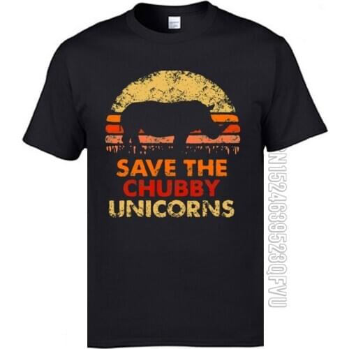 Save The Chubby Unicorns Retro Mens Tops Tees White Black Faddish Funny Animal Printed On T Shirts Custom Father T Shirt XXL