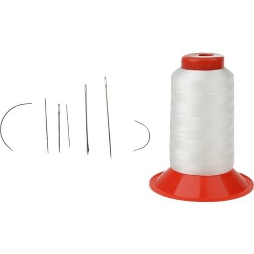 7pcs Heavy Duty Hand Sewing Needles Kit and White Bonded Nylon Sewing Thread