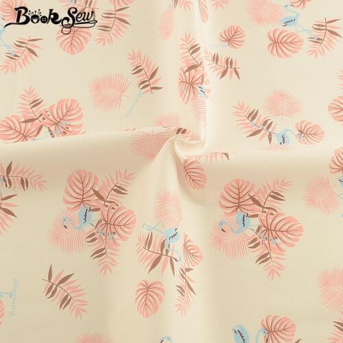 Booksew Printed 100% Cotton Twill DIY Cloth Tissu Quilting Fabric Floral Design Light Pink Patchwork Sewing Tela Dress Material