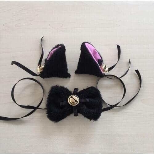 Cartoon Cat Fox Ear Bell Headband Bow Neckwear Maid Anime Housemaid Cosplay Fancy Dress Set Women Girls Party Props Costume