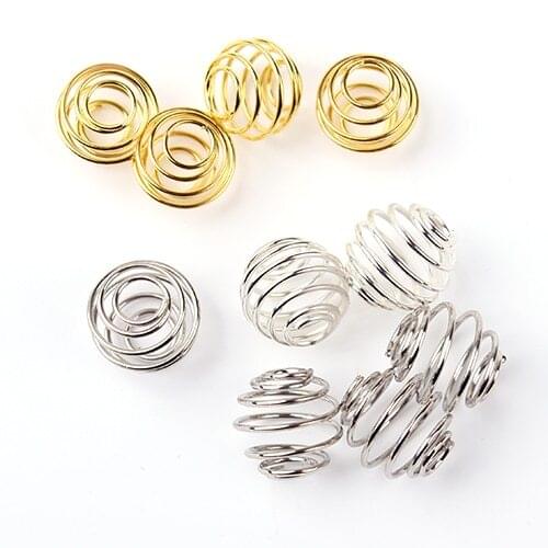 50pcs/lot Gold/Silver Color Spring End Caps Crimp Beads Covers Connectors for Necklace Jewelry Making Materials