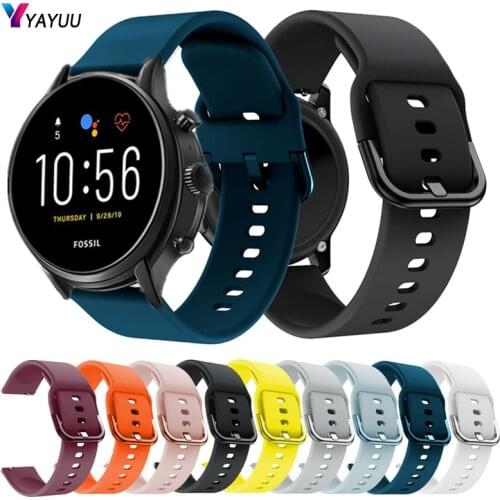 YAYUU 22mm Silicone Watch Strap For Fossil Gen 5 Carlyle HR Fossil Sport 43mm Fossil Q 2.0 Fossil Gen 4 Explorist HR Bracelet