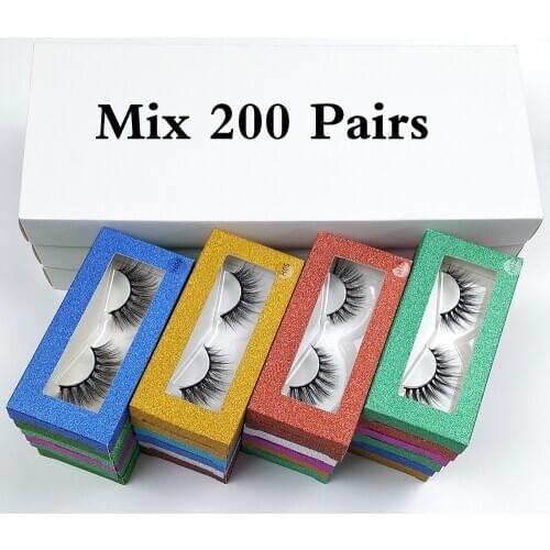 Mink Eyelashes Wholesale Lashes 30/50/100/200pcs 3d Mink Lashes Natural with lash box In Bulk Makeup Eyelash Extension Supplies