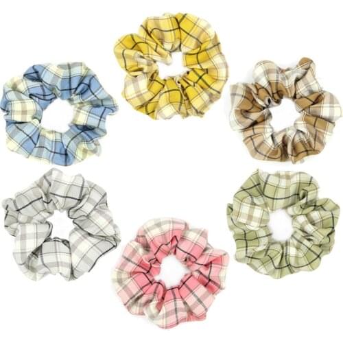 Furling Girl 1PC Colorful Cotton Blend Elastic Hair Bands Women Plaid Hair Scrunchies Lattice Print Hair Accessories