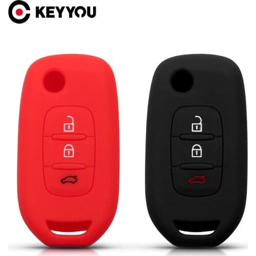 KEYYOU Silicone Car Key Case For Renault Kadjar Captur Symbol Koleos Megane 2016 2017 2018 Flip Cover Keyless Remote 3 Buttons