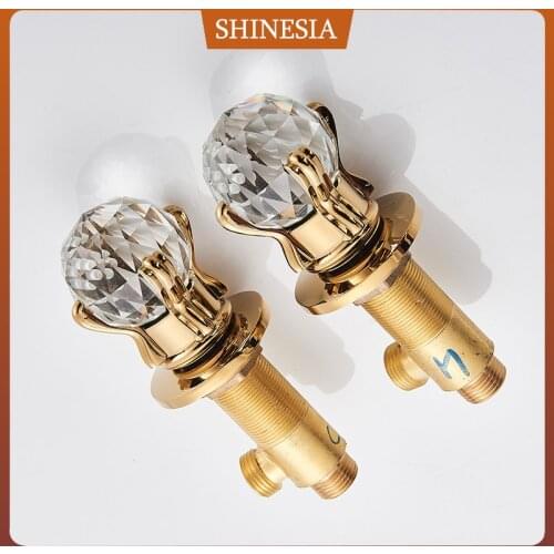 Shinesia Crystal Handle Replacement Handle for Bathroom Basin Faucet 2 pcs Hot and Cold Water Handles