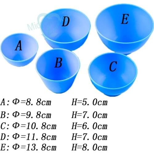 Dental Lab 5Pcs Silicone Flexible Rubber Blue Mixing Bowl +3Pcs Spatulas