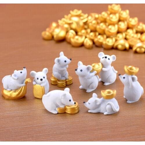1PC Money Fortune Cartoon Mouse Ornaments Rich Mice Small Statue Little Figurine Desktop Crafts Cute Animal home Decoration