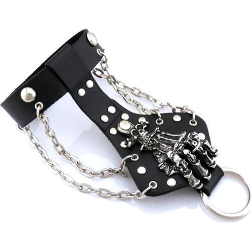 Unisex Hip Hop Alloy Skull Hand Rivet Chain Bracelet Cool Punk Rock Gothic Skeleton Glove,7"-8"