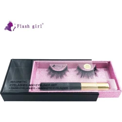 Flash Girl 5D-W series W 40 thick mink magnetic eyelashes and eyeliner suit
