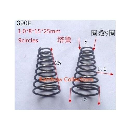 High quality 10pcs/lot 1.0*8/15*25mm powerfull Conical Compression Shaped conical spring pagoda-shaped spring