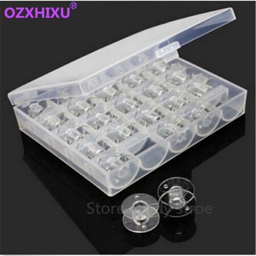 1set/lot Clear Plastic 25 Bobbins Sewing Machine Spools With Thread Storage Case Box For Home Sewing Accessories Sewing Tools
