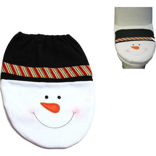 1Pcs Cute Creative Christmas Style Snowman Head Toilet Seat Cover Novel Flannelette Bathroom Decoration Household Merchandises