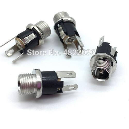 10pcs DC-025M DC025M Power DC Socket/Jack Connector With Nut DC5.5*2.1 5.5*2.1MM