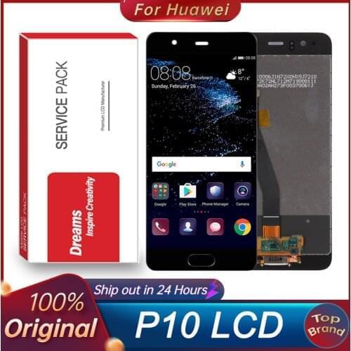 100%Original 5.1" LCD For Huawei P10 LCD Display Touch Screen Digitizer Assembly With Frame Replacement VTR-L09 VTR-L10 VTR-L29