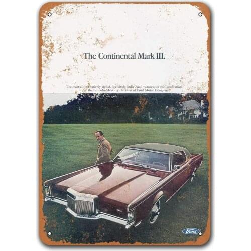 1969 Lincoln Continental Mark III Car Tin Signs Vintage, Sisoso Metal Plaques Poster Garage Man Cave Retro Wall Decor 8x12 inch