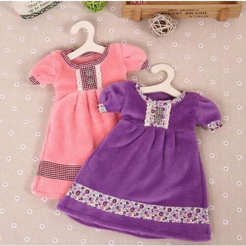 2pcs Nursery hand towel soft plush fabric lovely girl hanging wipe bathing towel