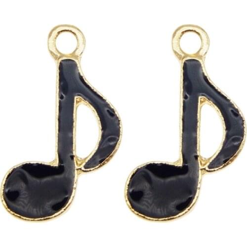 20pcs Mixed Enamel Musical Jewelry charms Enamel Black Alloy Music pendant Earrings Necklace DIY Music Note package accessories