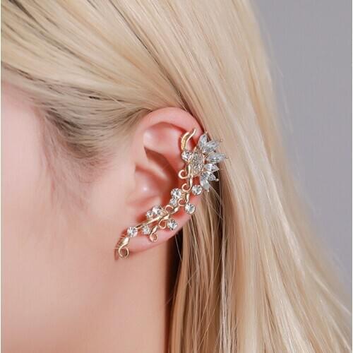 2021Bohemian NO Piercing Crystal Rhinestone Ear Cuff Wrap Stud Clip Earrings For Women Girl Trendy Earrings Jewelry Bijoux