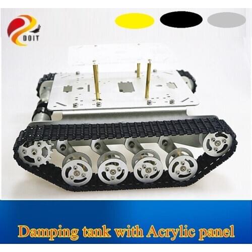 Shock Absorbing Smart Robot Tank Chassis Metal Damping Tracked Car Chassis Aluminum Alloy Frame/Wheels for ArduinoTS100