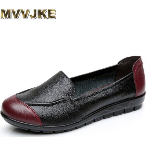 MVVJKE Cow Muscle Ballet Mixed Colors Print Women Genuine Leather Shoes Woman Flat Flexible Loafer Flats Appliques E213