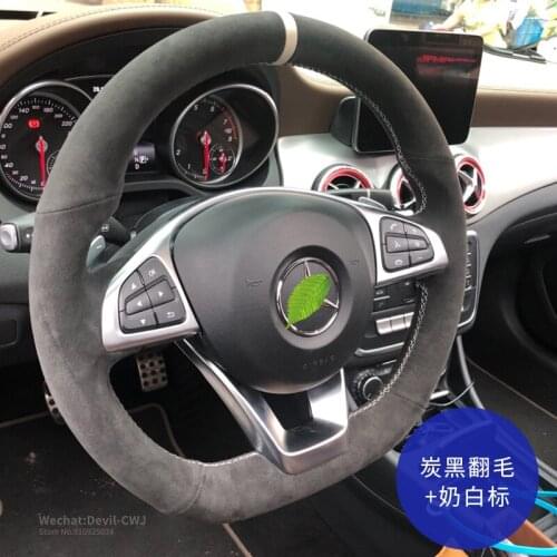 Car Steering Wheel Cover For Mercedes-Benz A B A35 A45 E63 G63 C6 CLS53 E53 E63 GLS GLE A 180 A 200 A 260 Suede Leather Interior