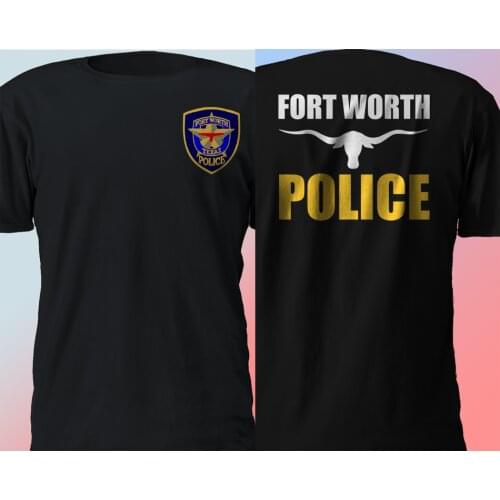 New Fort Worth Police Department Texas Swat Fashion T Shirt Graphic Letter Men Casual Cotton Short Double-sided Black T Shirt