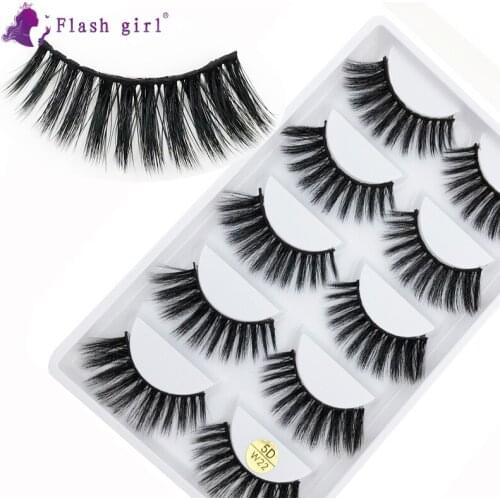 Hot Sale 5 Pairs Mink False Eyelashes Wispy Natural Volume Fake Eyelash Thick Soft Eye Lashes Makeup Beauty Tools 5D-W22