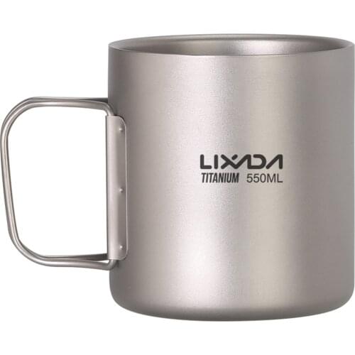 Lixada 550ml Double Wall Titanium Water Tea Cup Coffee Mug Outdoor Camping Hiking Backpacking Tableware