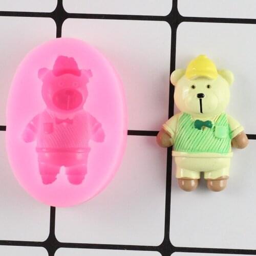 Bear Silicone Fondant Mold DIY Baby Birthday Cupcake Topper Cake Decorating Tools Polymer Candy Clay Chocolate Baking Moulds