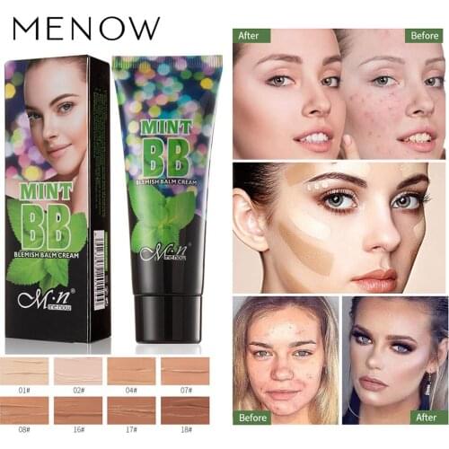Menow F656 Mint Refreshing 8-Color Liquid Foundation BB Cream Concealer Not Card Powder Breathable Natural Makeup Gift for Women