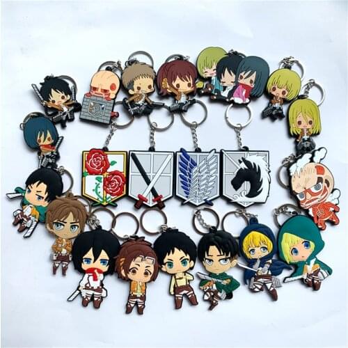 Cute Anime Attack on Titan Key Ring Silica gel Key Chains Key Holder Kids Accessories Trinkets Cosplay Itabag Keychain Gift
