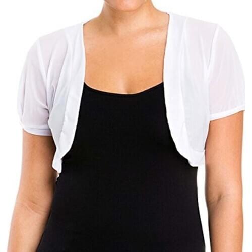 Fashion Shrug Women Chiffon Short Sleeve Solid Open Stitch Cardigan Tops Summer Sun Resistant Short Shawl Wrap