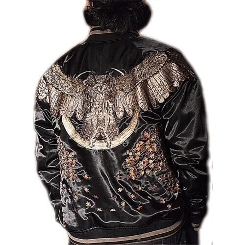Nighthawk Mens High Quality Reversible Jacket Embroidered owl Baseball uniform High Street Fashion Plus Size Coats L