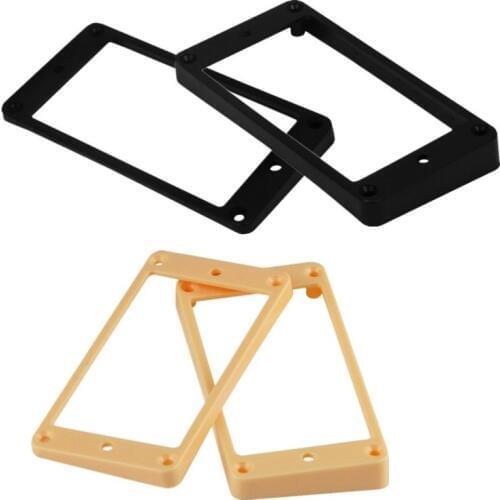 FLEOR Set of Plastic Neck & Bridge Curved Frame Humbucker Pickup Mounting Rings Black/Cream for LP Style Guitar