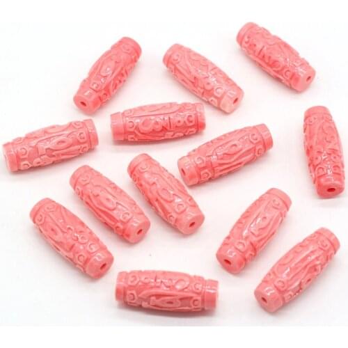 10 Pcs Natural Coral Beads Cylinder Shape Pink Coral Loose Beads Necklace Accessories Coral Charms for Jewelry Making Bracelet