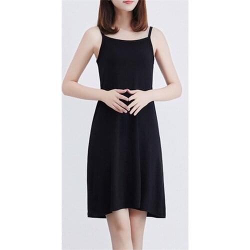 Solid Cotton Camis Nightdress Womens Summer Dress Mid-Length Soft Hip Skirt Comfortable Ladies Pajamas Sleepwear Suspender