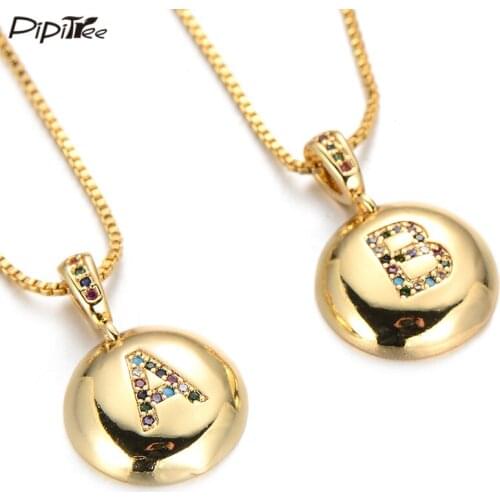Pipitree AAA Cubic Zirconia Women Girls Initial Letter Necklace CZ Jewelry Alphabet Letter Charm Necklace Pendant Collier Femme