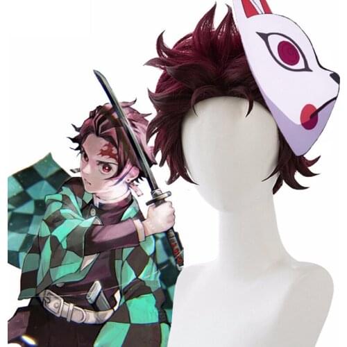 Kamado Tanjirou Wig Demon Slayer: Kimetsu no Yaiba Kamado Tanjirou Cosplay Accessories Wig Short Brown Heat Resistant Hair