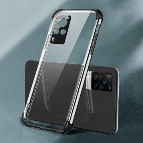 Airbag Plating Silicone Case for VIVO X60 Pro Plus X60pro X60pro+ Proplus 5G Soft Clear Shockproof Camera Protection Cover Funda