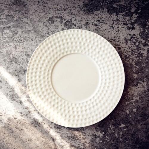 Modern White Round Ceramic Dinner Plate Kitchen Cutlery Set Household Steak Salad Plate Dessert Plate Porcelain Home Decoration