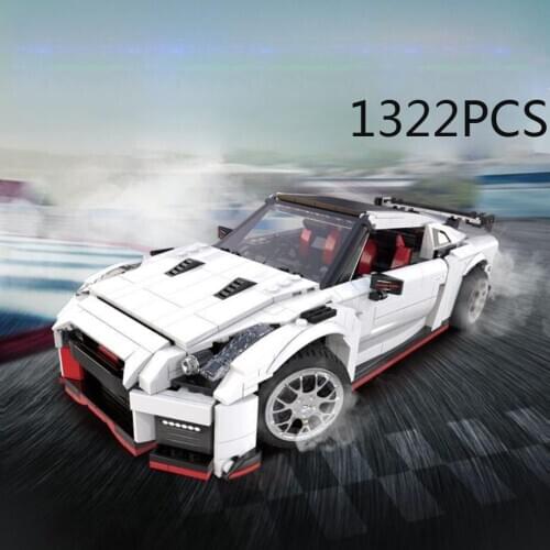 Technical building block Nissans sport car GTR R35 model 2.4Ghz radio remote control vehicle steam bricks RC toys for boys