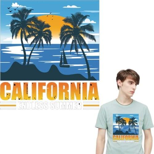 California Summer Transfers For Clothing Hot Tear New Design Diy Thermal Transfer T-Shirt Dresses Fabric Patches