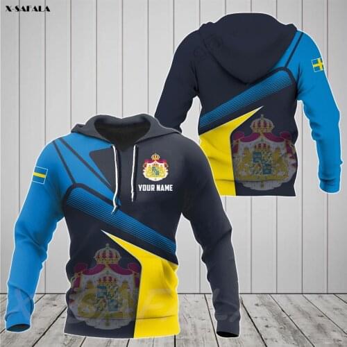 SWEDEN PROUD WITH COAT OF ARMS Country Flag 3D Printed Man Female Zipper HOODIE Pullover Sweatshirt Hooded Jersey Tracksuits